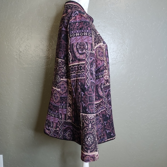 Bonworth Jewel Tone Purple Abstract Tapestry Jacket Vintage Boho Sz L - Picture 3 of 9